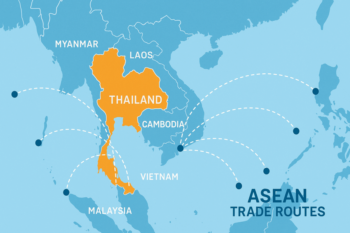 Map of Thailand and ASEAN trade routes
